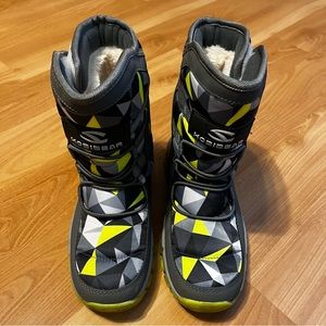 Snow Boots Winter Kids Shoes - Geometric Grey/Green